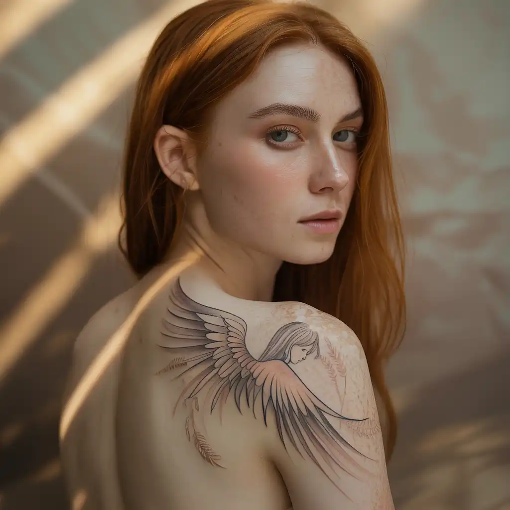 Abstract Angel Tattoo With Artistic Spirituality