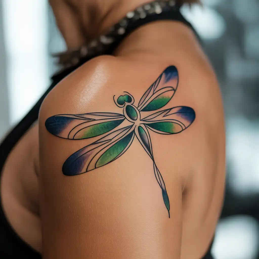 Abstract Dragonfly Tattoo