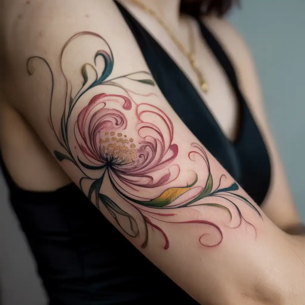 Abstract Floral Lower Arm Tattoo
