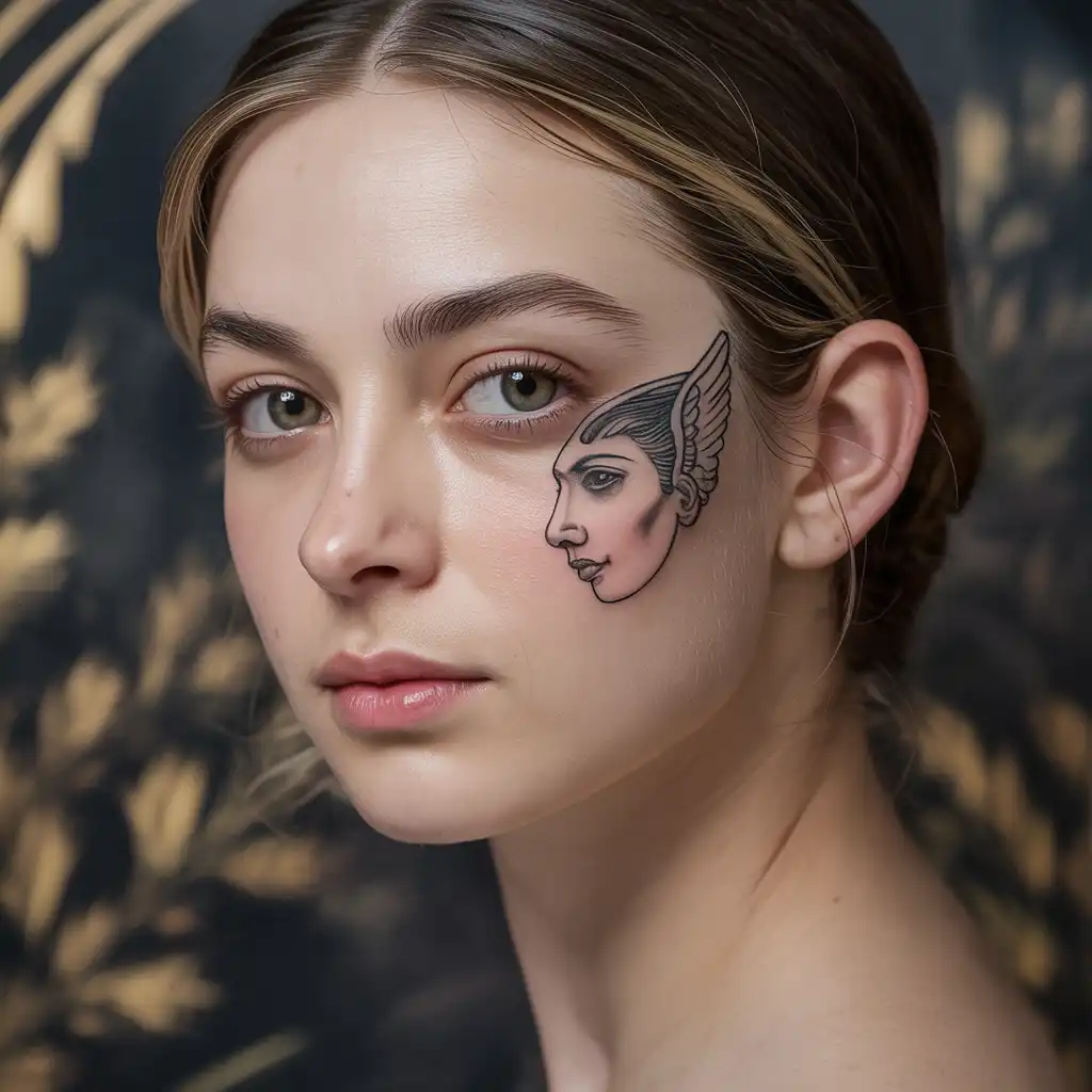 Angel Face Tattoo With Serene Expression