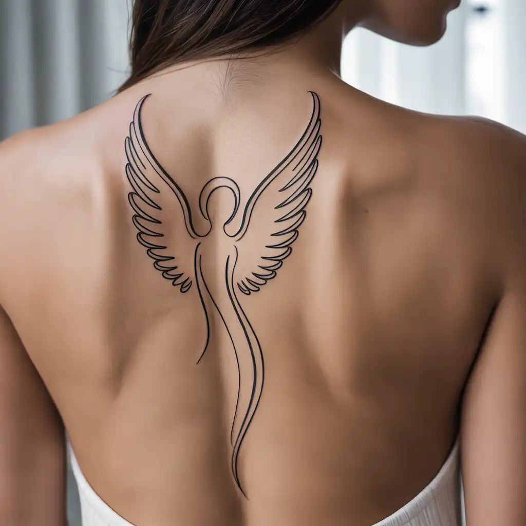Angel Silhouette Tattoo With Quiet Spiritual Presence