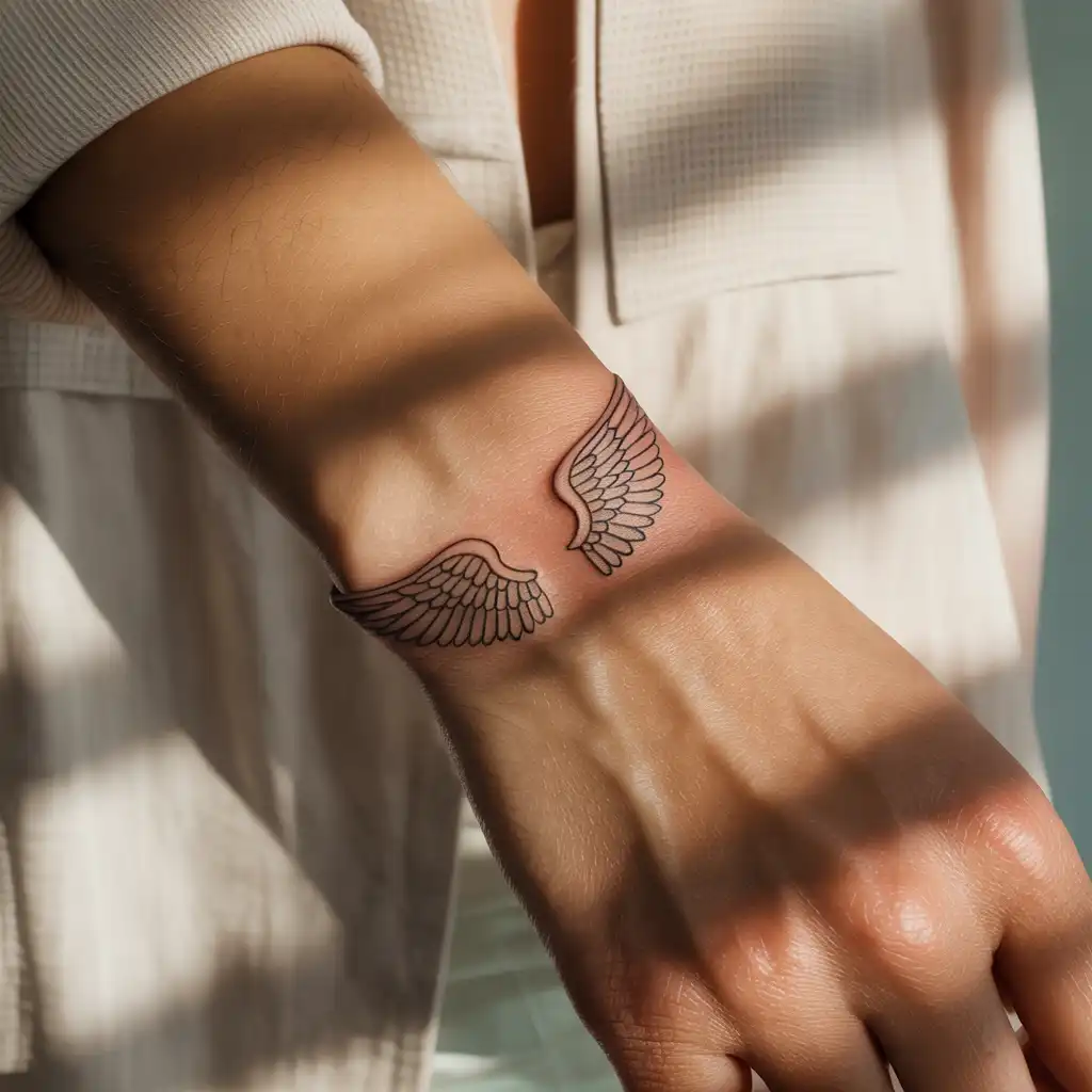Angel Wing Bracelet Tattoo With Delicate Detail