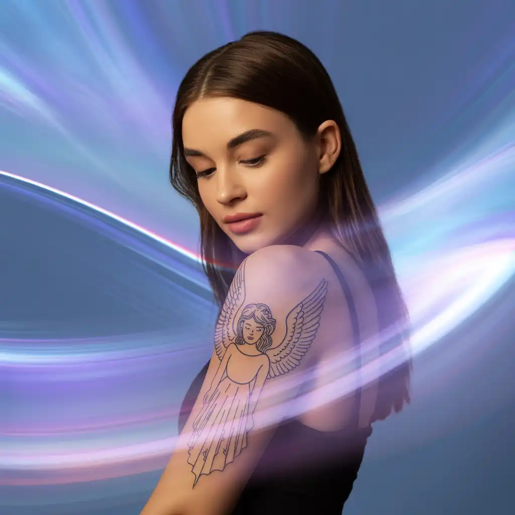 Angel With Light Rays Tattoo Symbolizing Hope