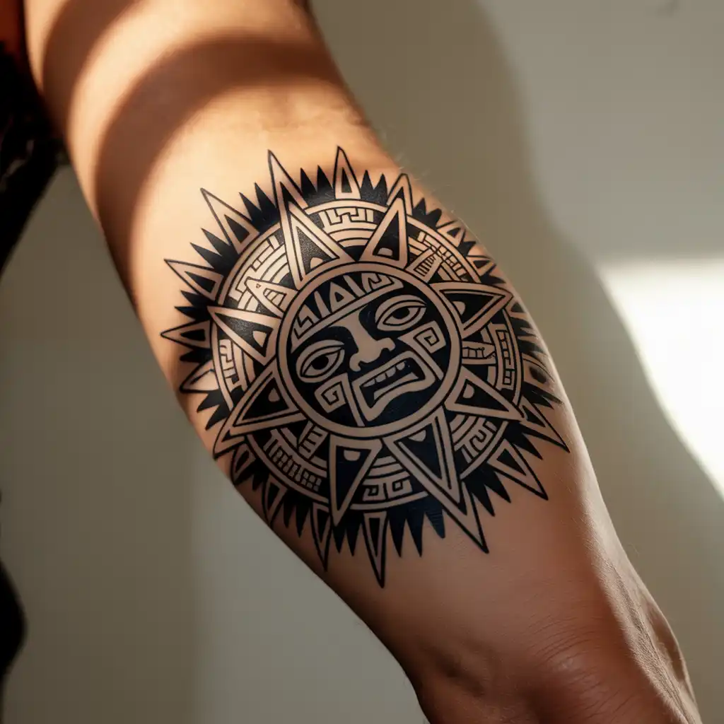 Aztec Sun Tattoo Design