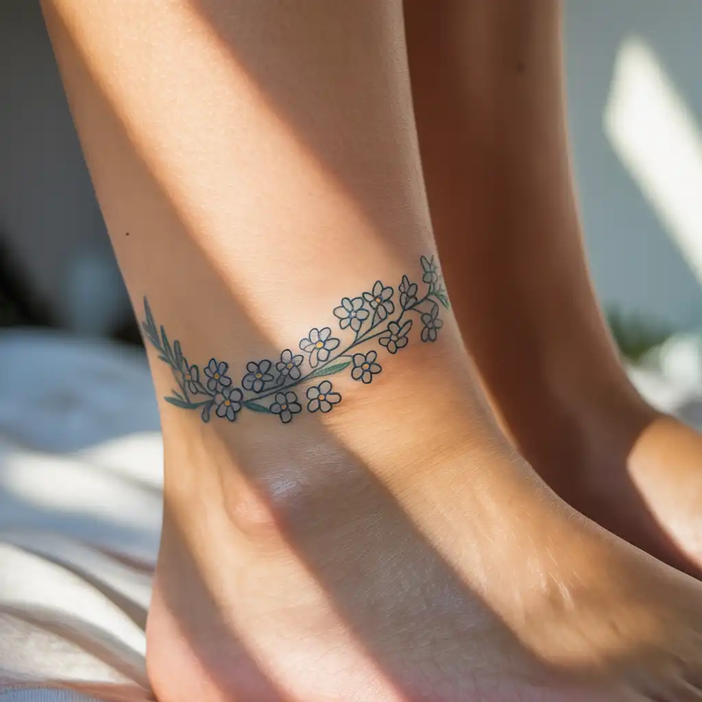 Birth Flower Ankle Tattoo