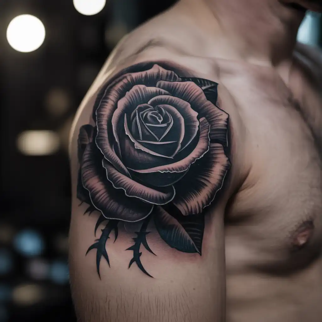 Black Rose Arm Tattoo