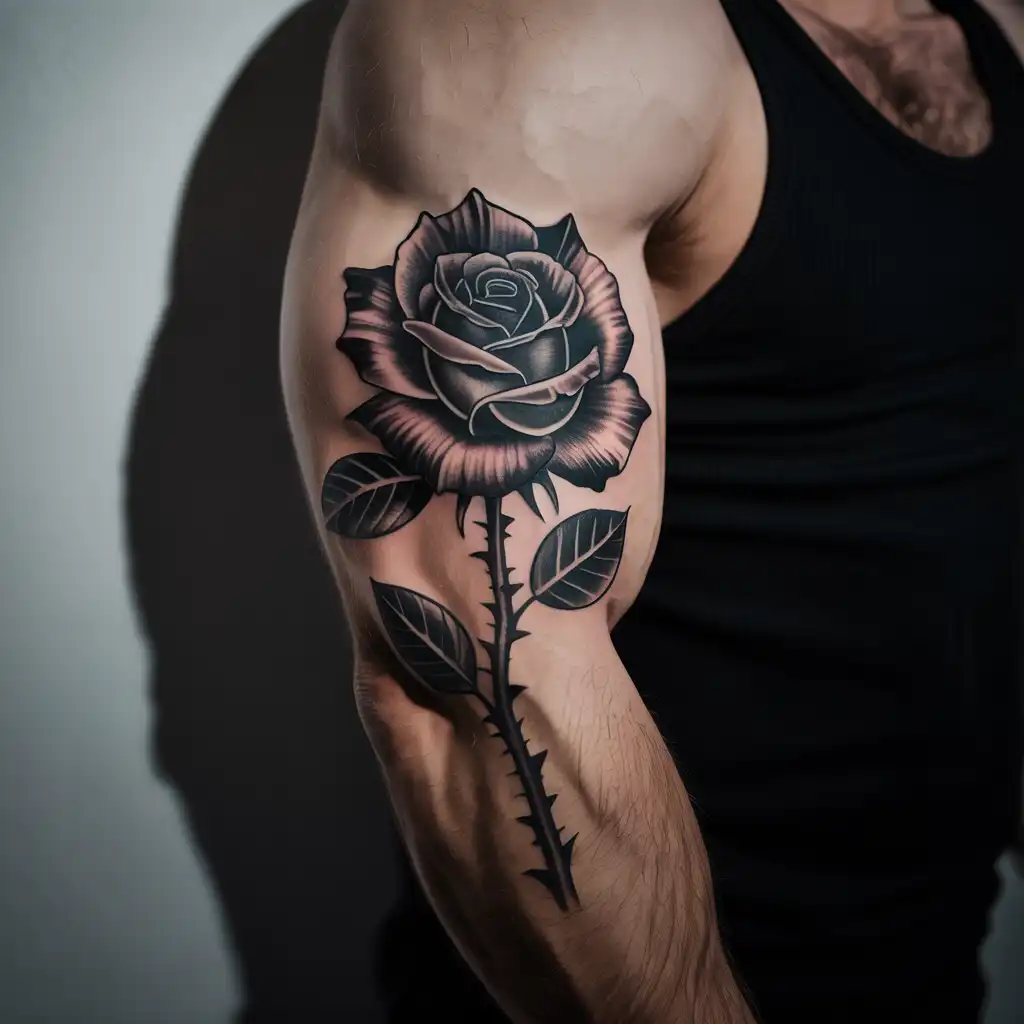 Black Rose Forearm Tattoo