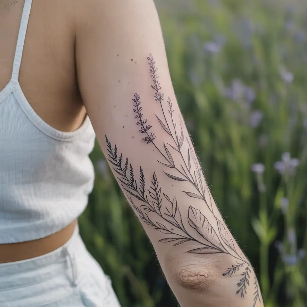 Botanical Sketch Lower Arm Tattoo
