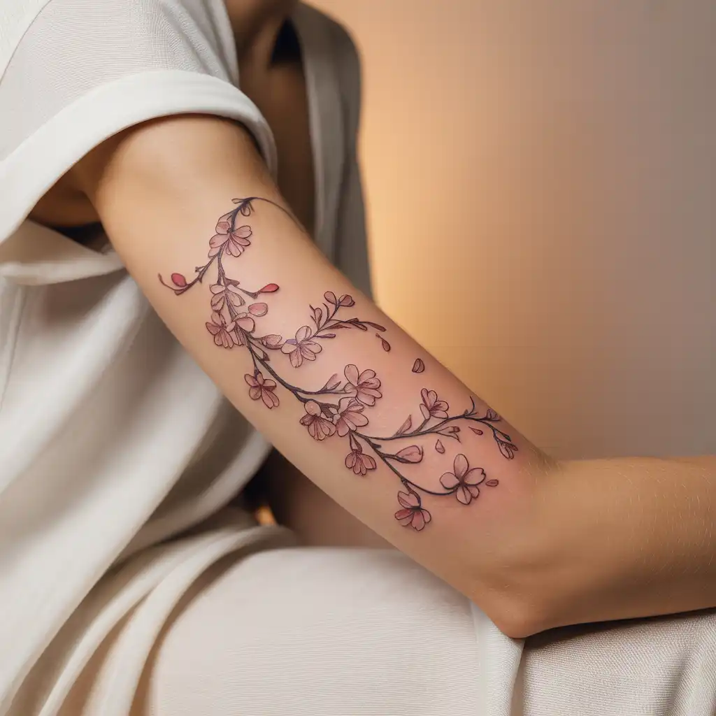 Cherry Blossom Lower Arm Tattoo