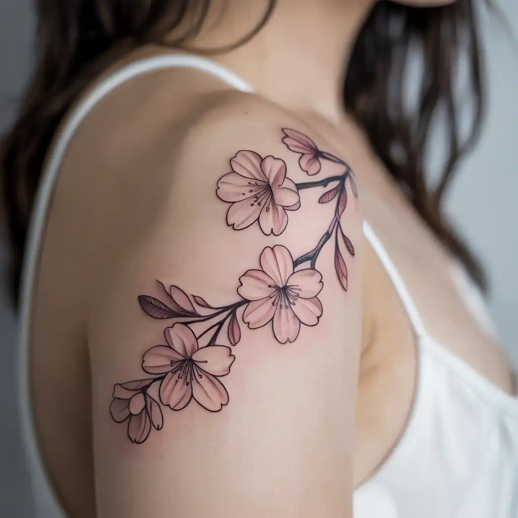 Cherry Blossom Upper Arm Tattoo