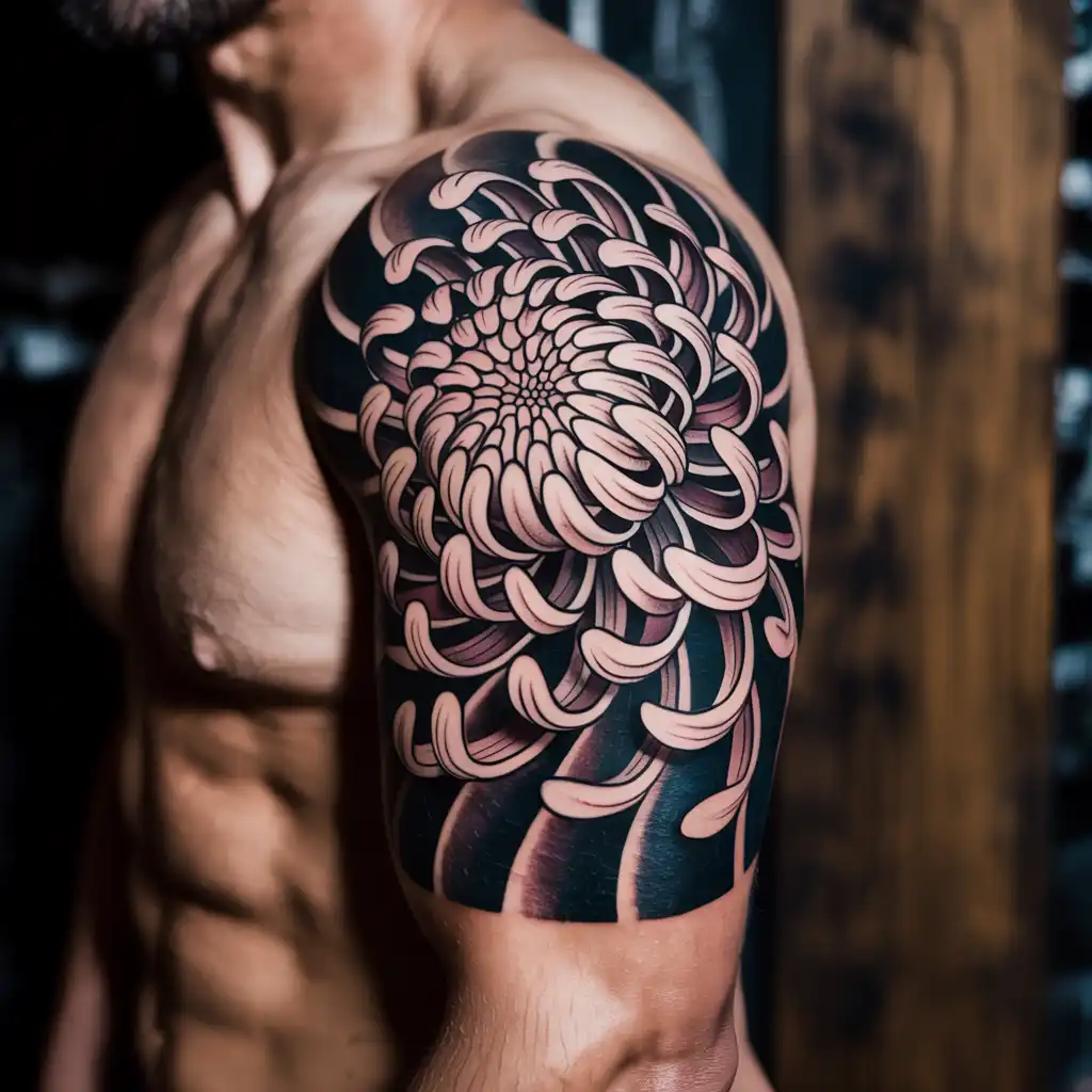 Chrysanthemum Upper Arm Tattoo