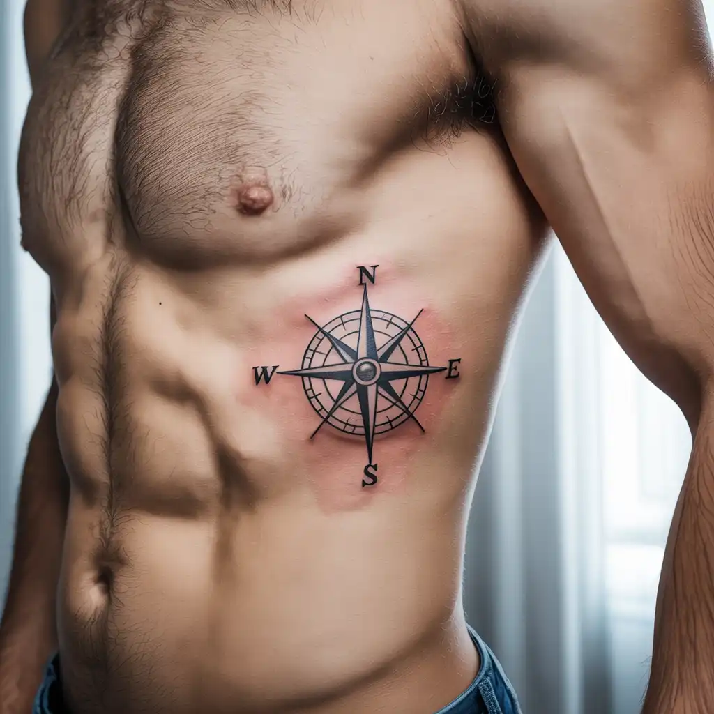 Compass Rib Tattoo