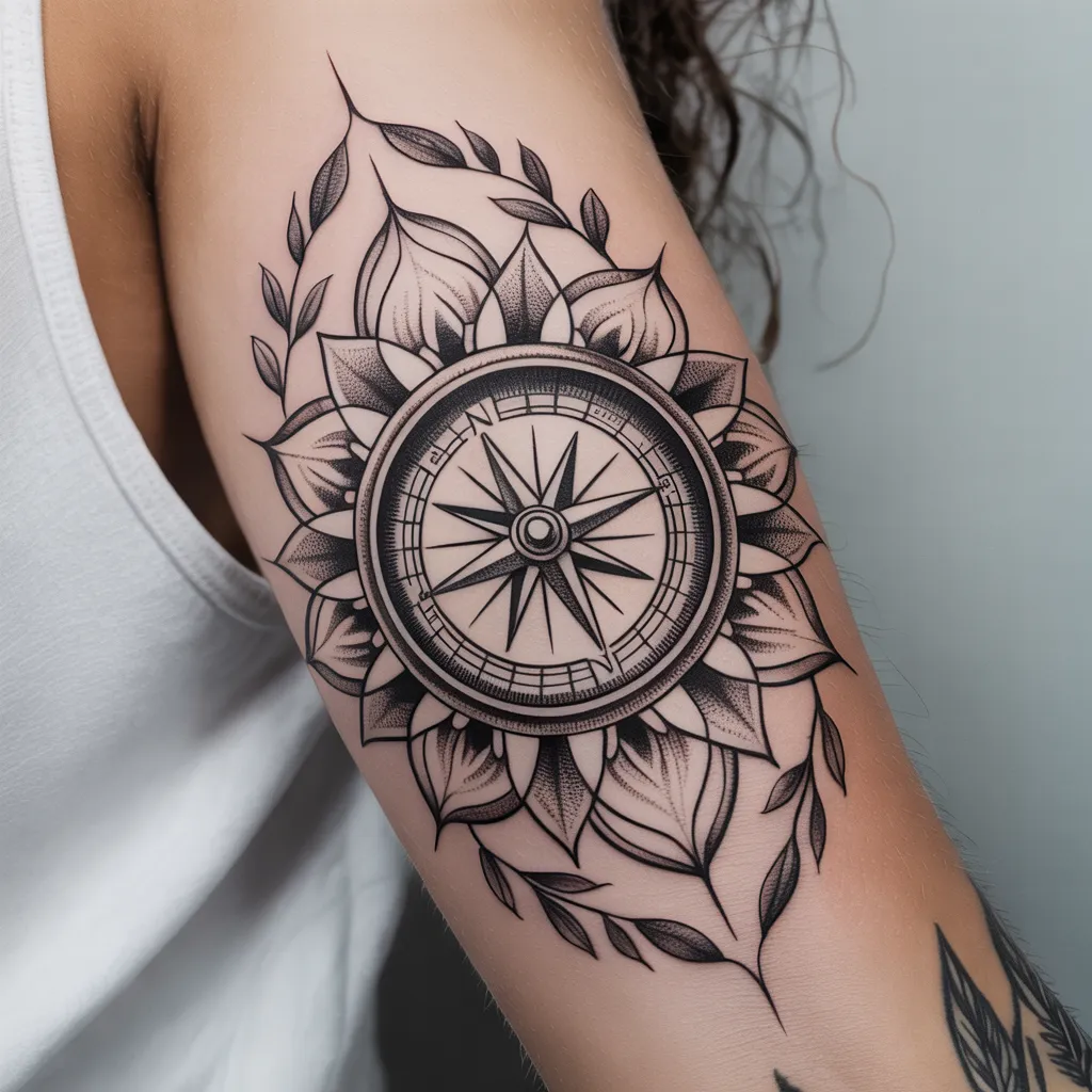 Compass in Mandala Frame