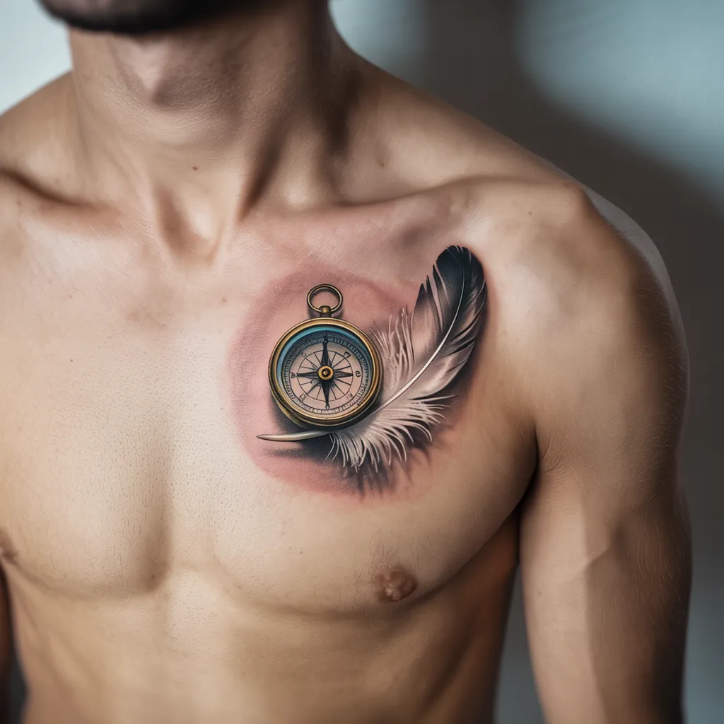 Compass with Feather