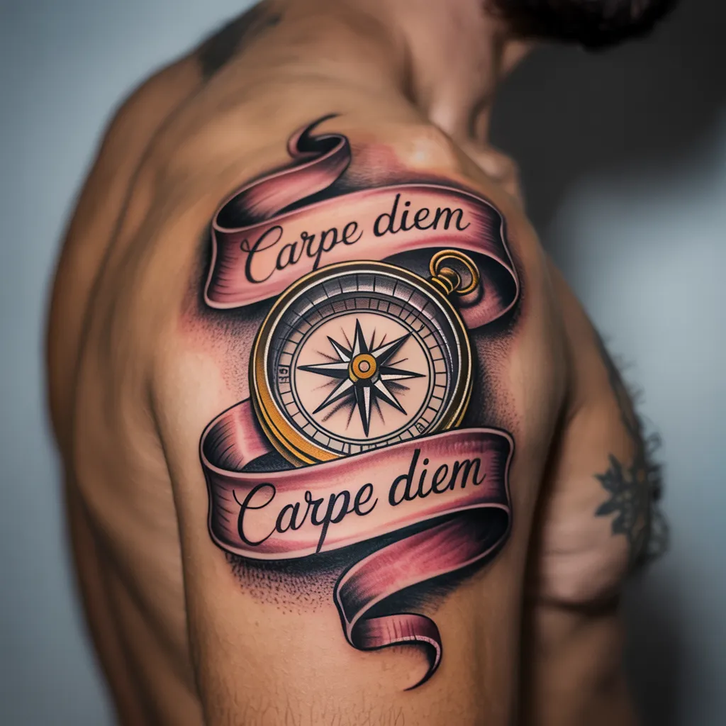 Compass with Quote Ribbon