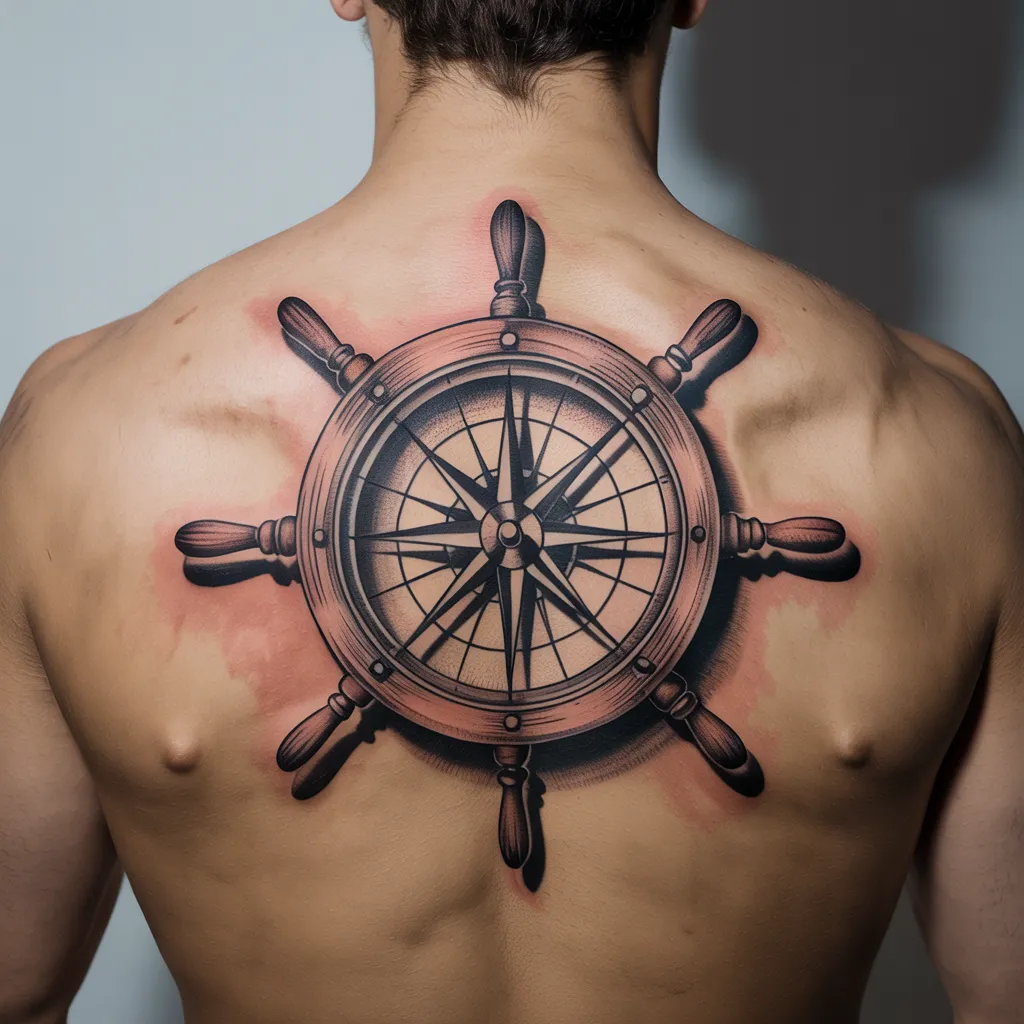 Compass with Ship Wheel