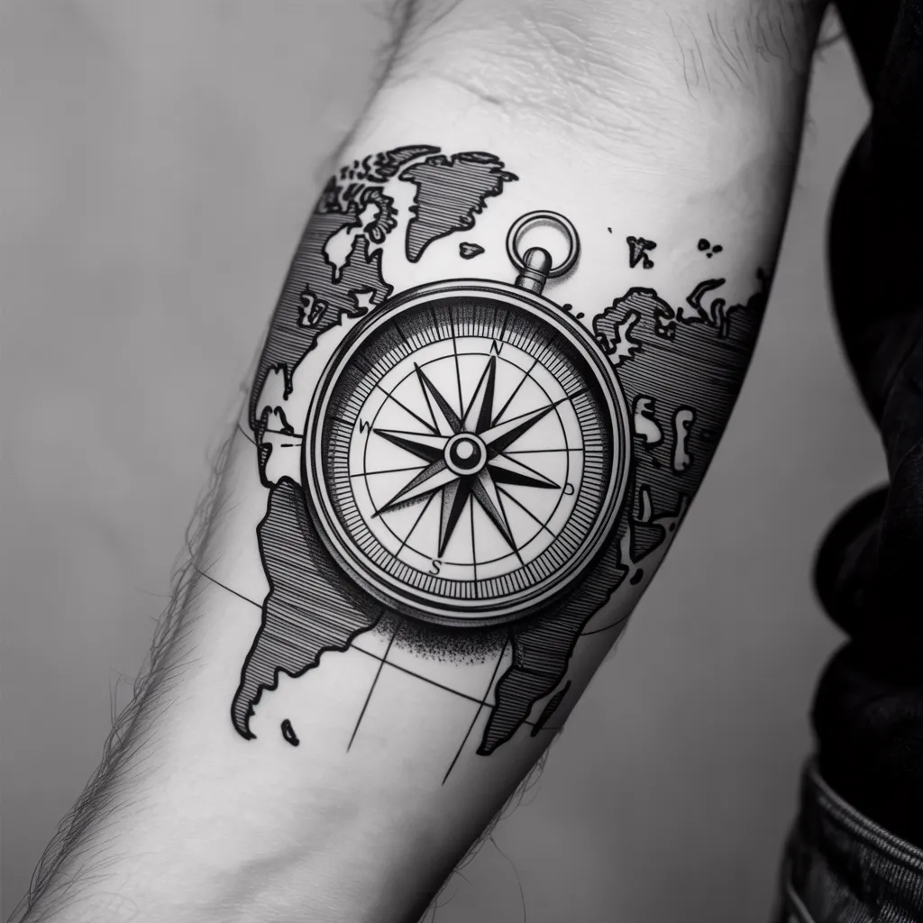 Compass with World Map