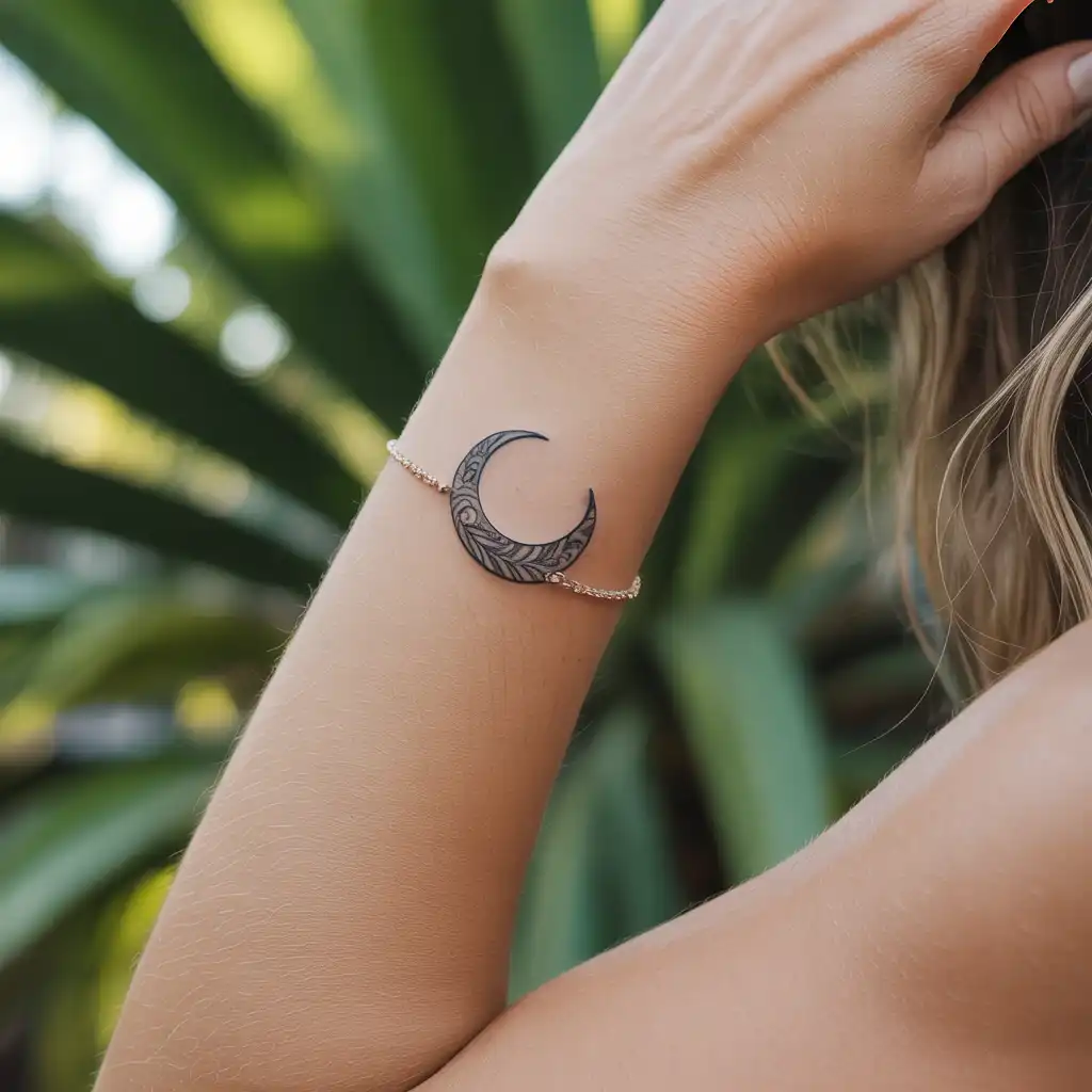 Crescent Moon Bracelet Tattoo