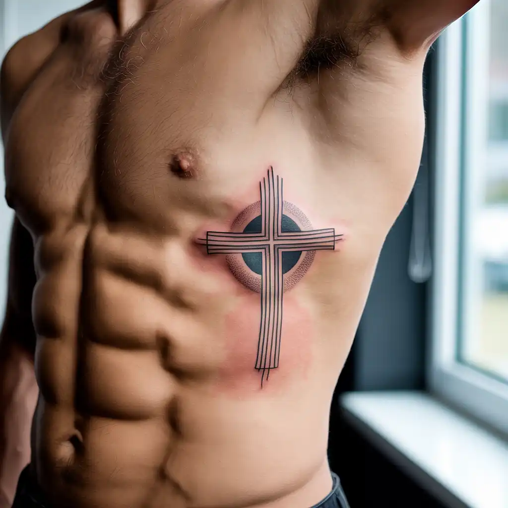 Cross Rib Tattoo