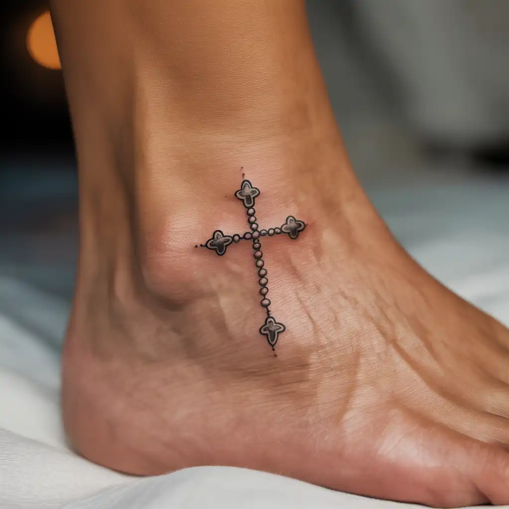 Cross with Rosary Beads