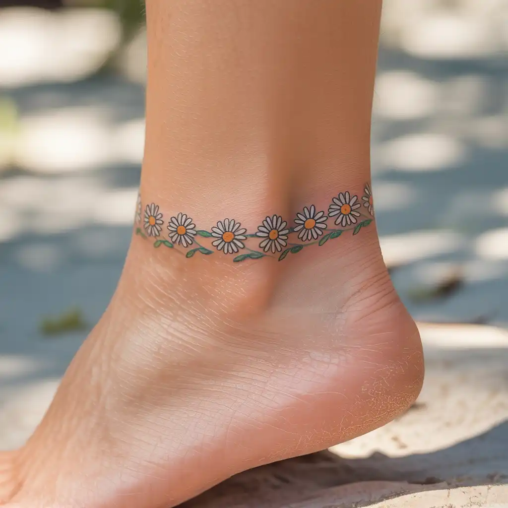 Daisy Chain Ankle Tattoo