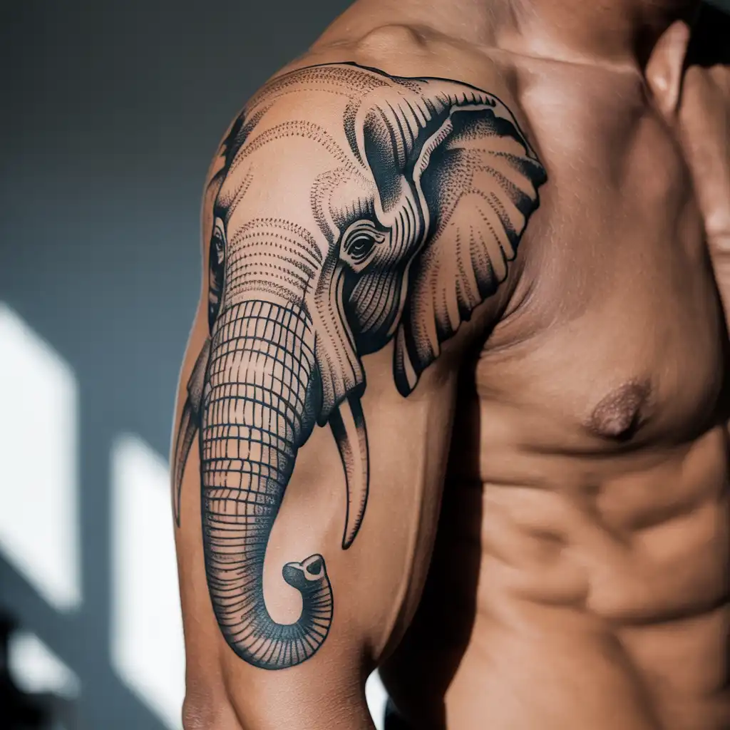 Dotwork Elephant Sleeve