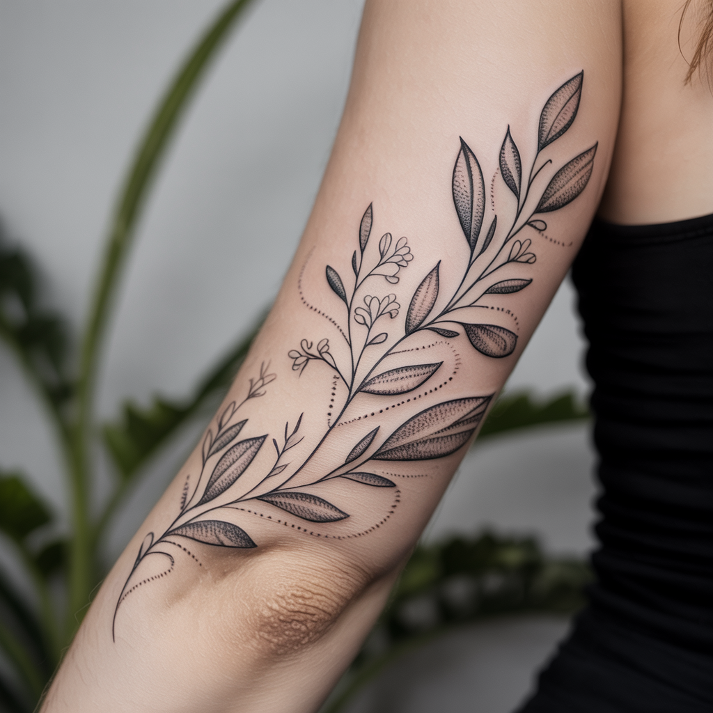 Dotwork Vine Arm Tattoo