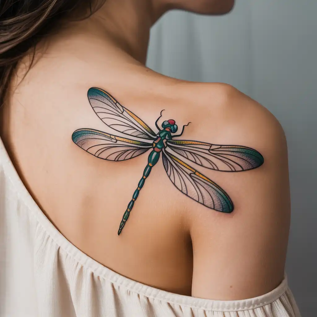 Dragonfly Shoulder Tattoo