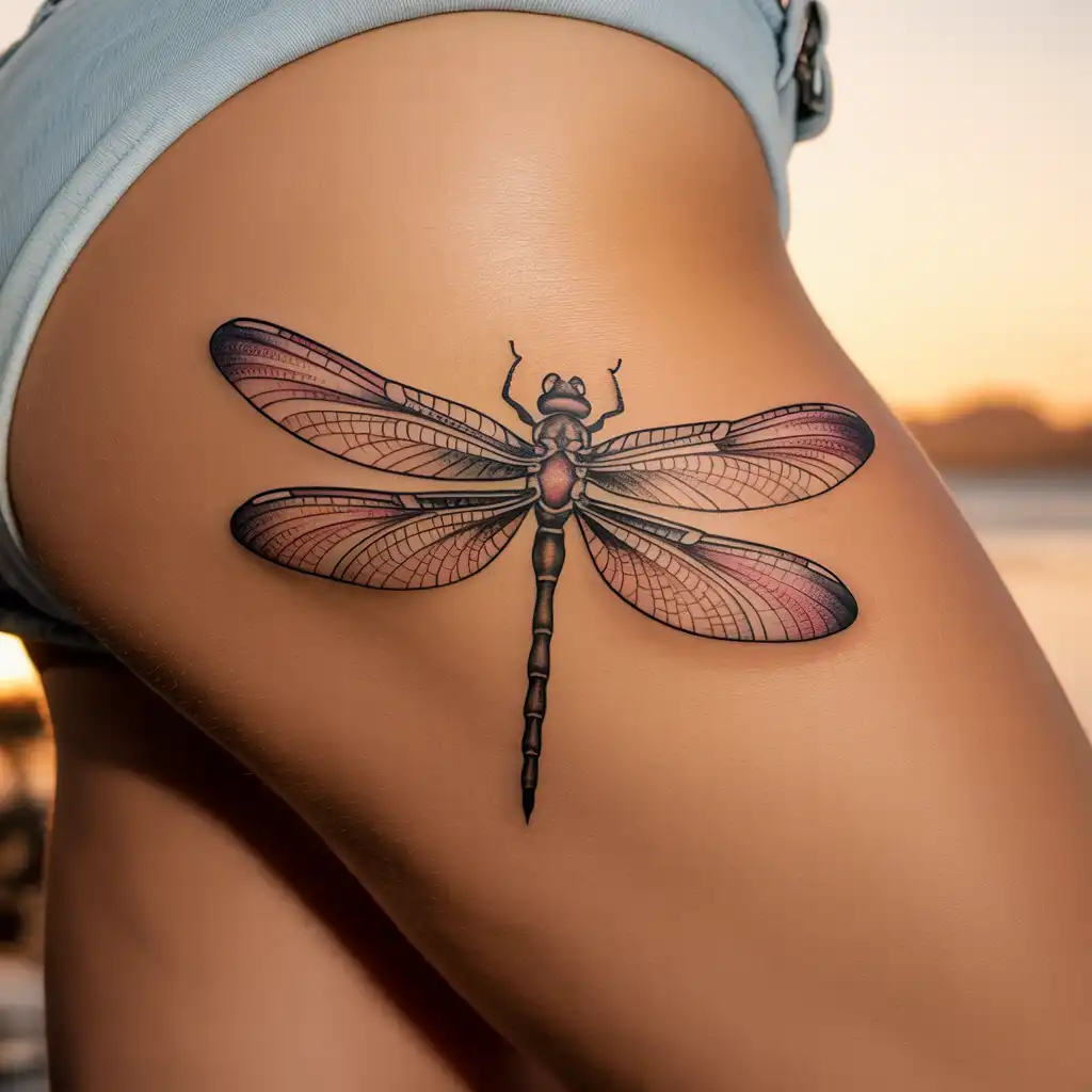 Dragonfly Thigh Tattoo