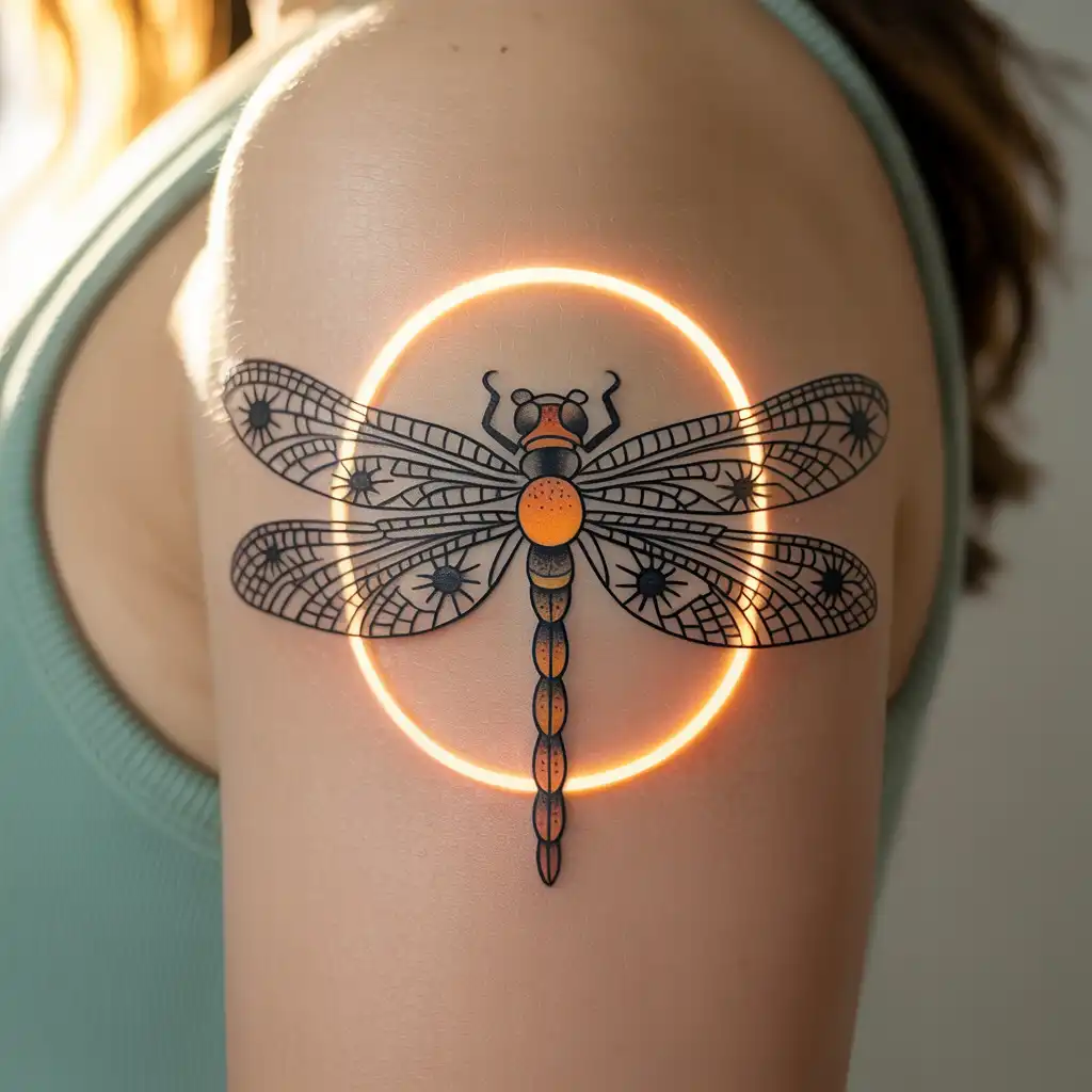 Dragonfly with Sun Symbol