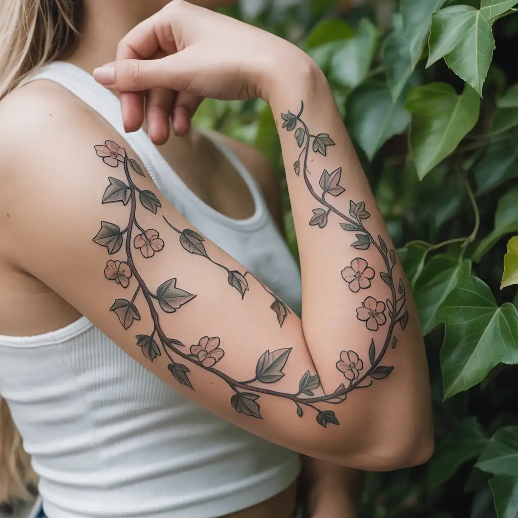 Elegant Continuous Vine Tattoo