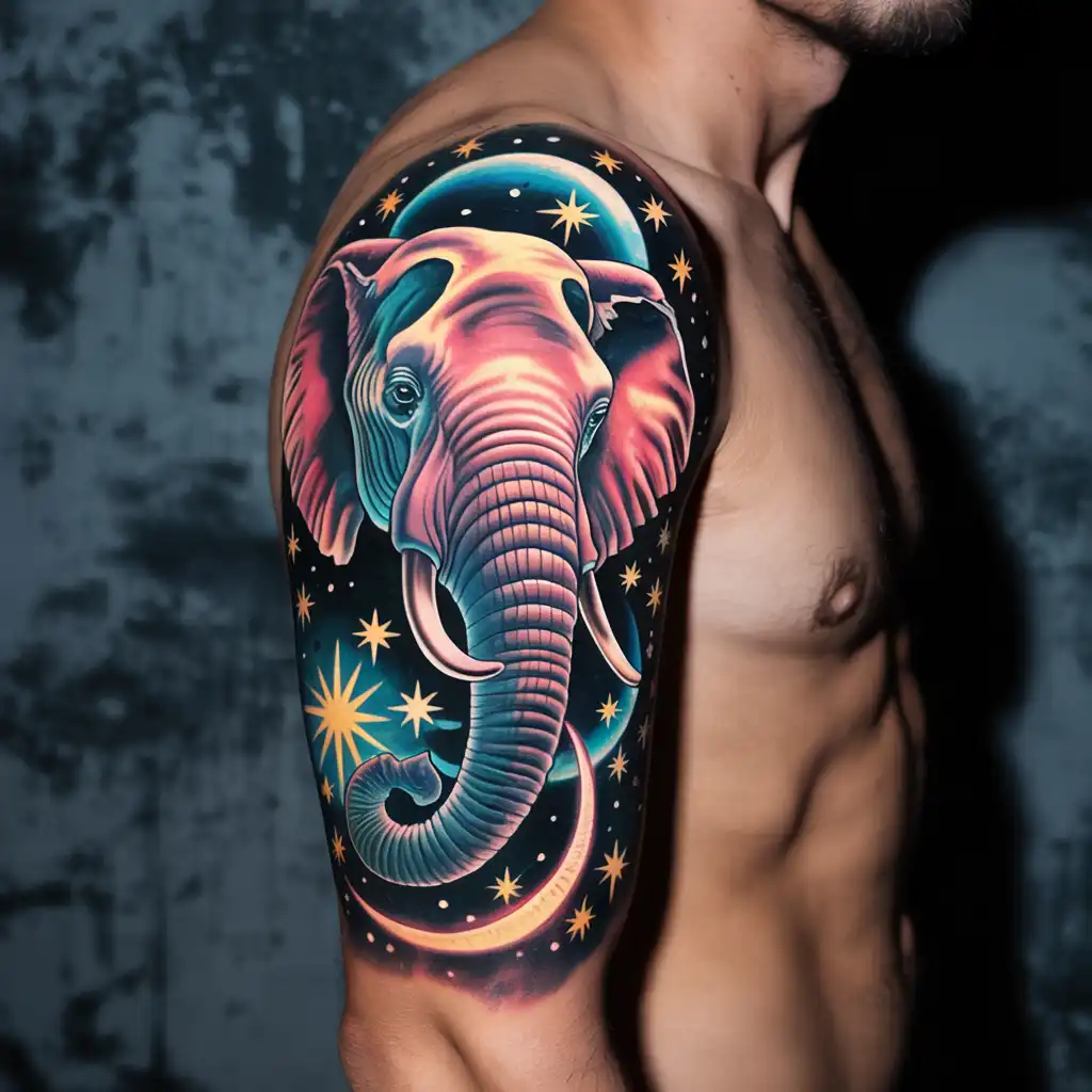 Elephant with Moon and Stars Sleeve