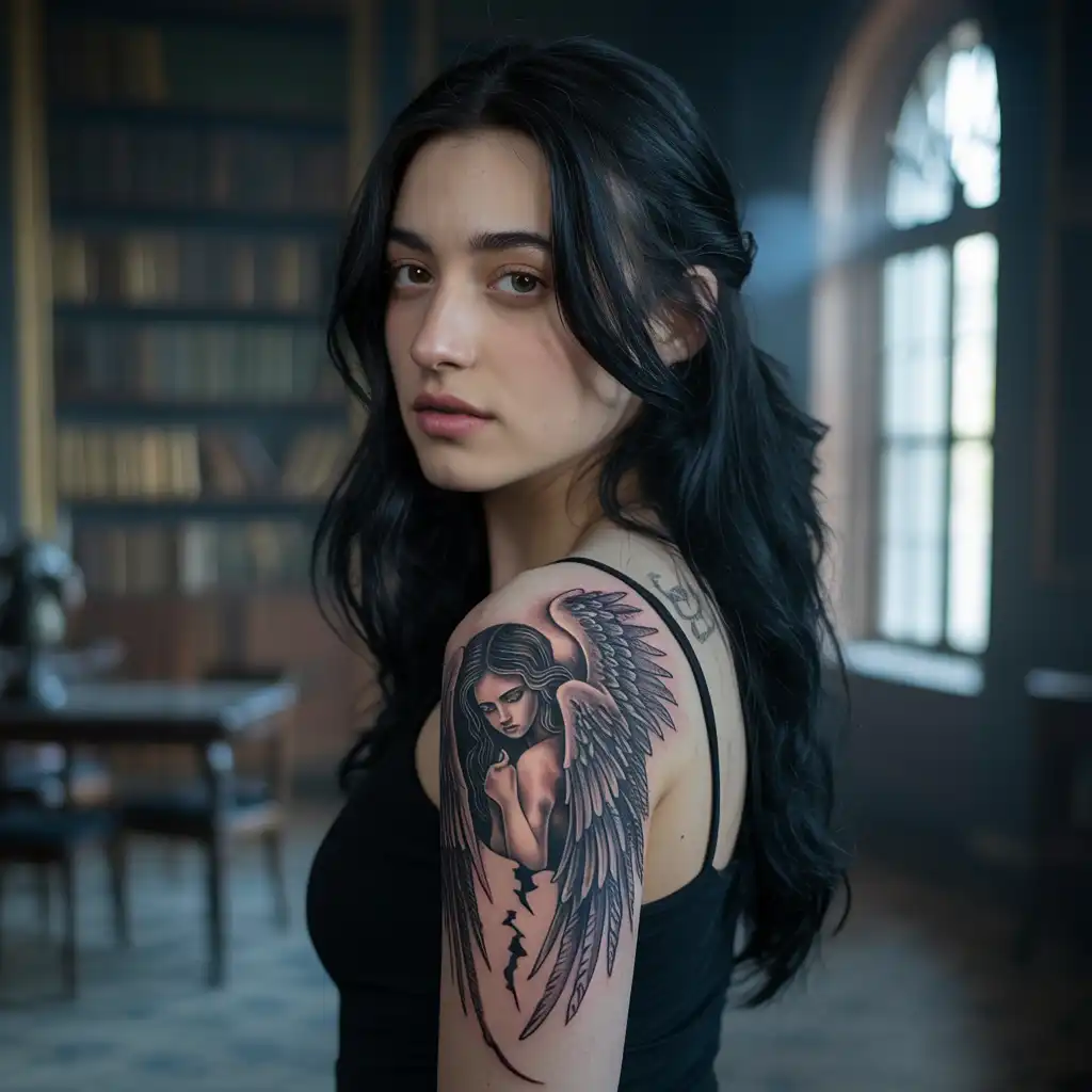 Fallen Angel Tattoo With Emotional Depth
