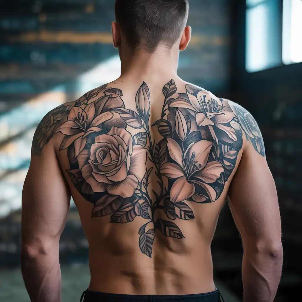 Floral Back Tattoo