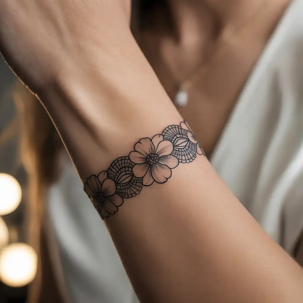 Floral Lace Bracelet Tattoo