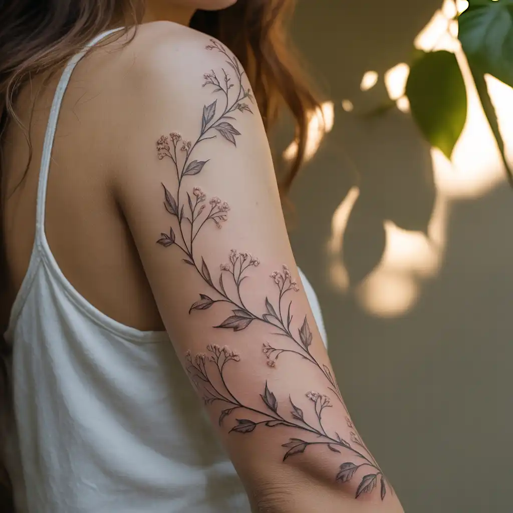 Floral Vine Wrap Tattoo