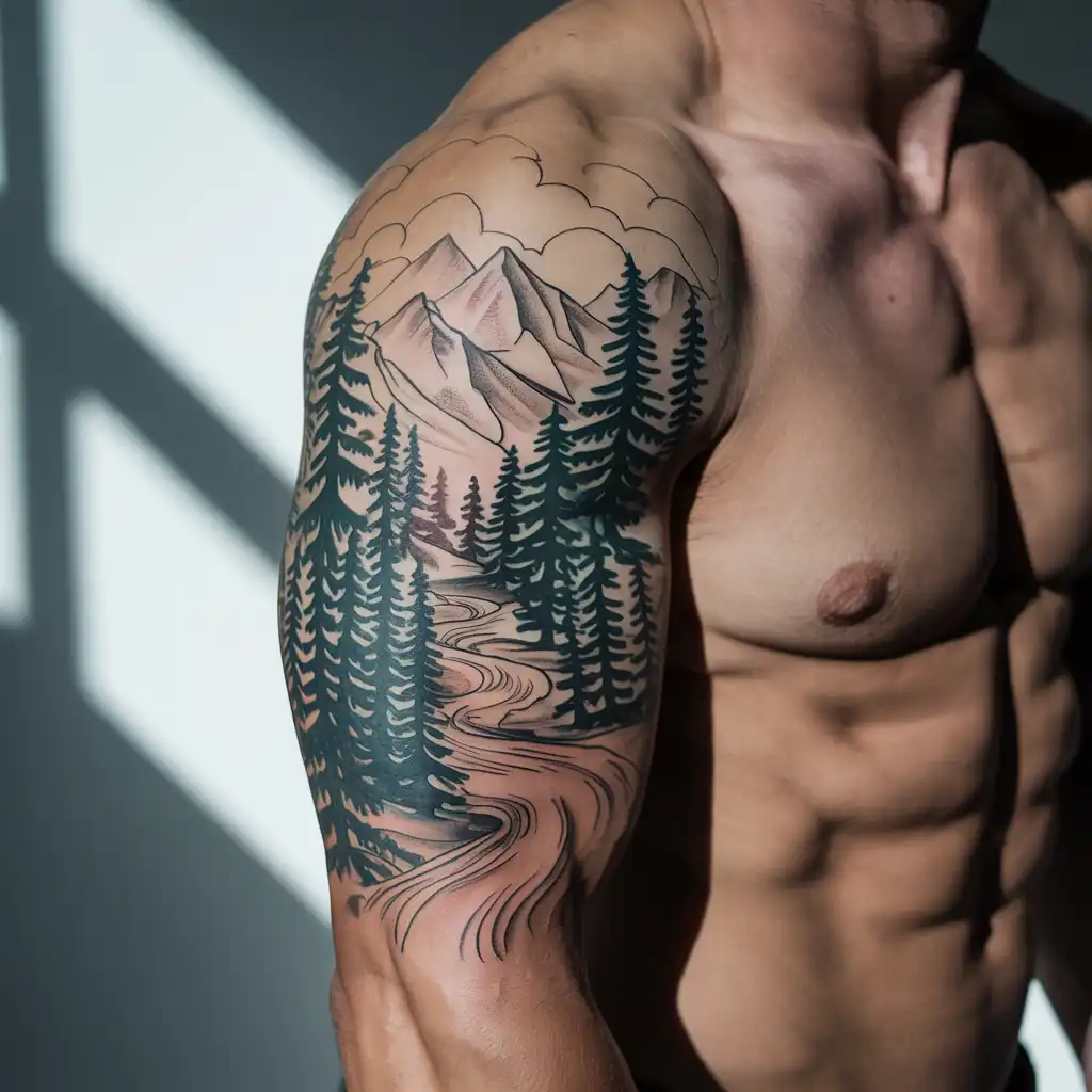 Forest and Mountain Scene