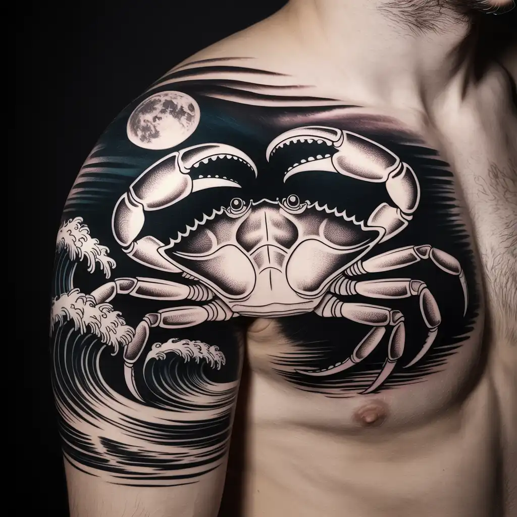 Full Ocean Story Crab Tattoo