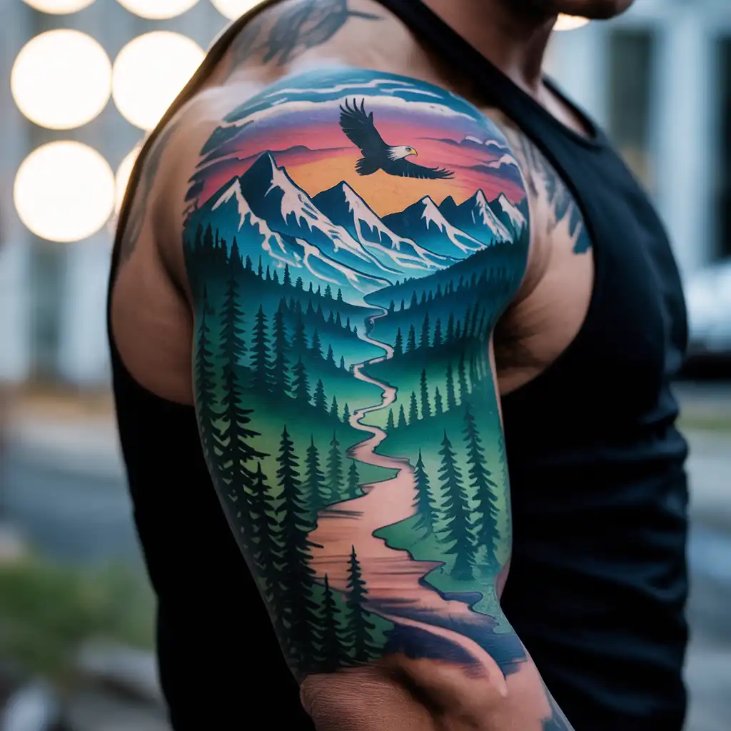Full Wilderness Scene Tattoo