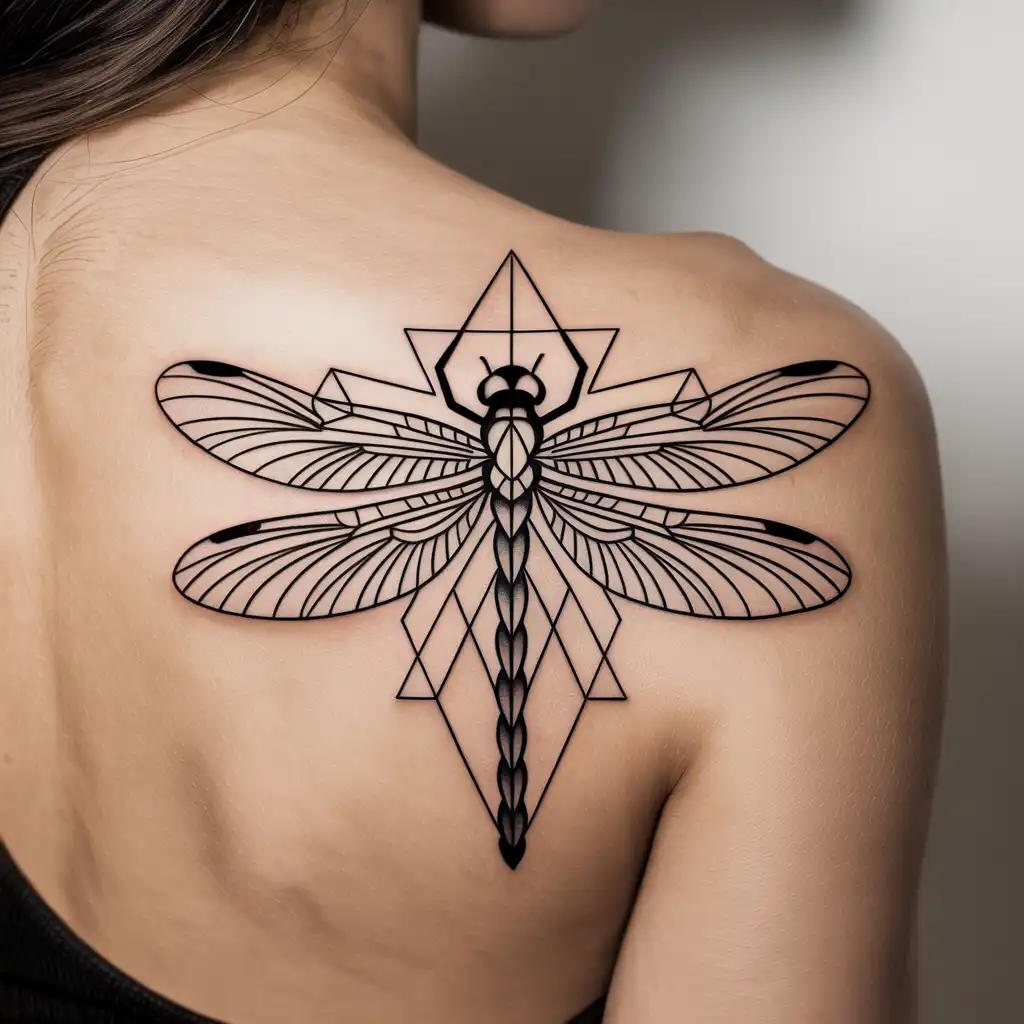 Geometric Dragonfly Tattoo