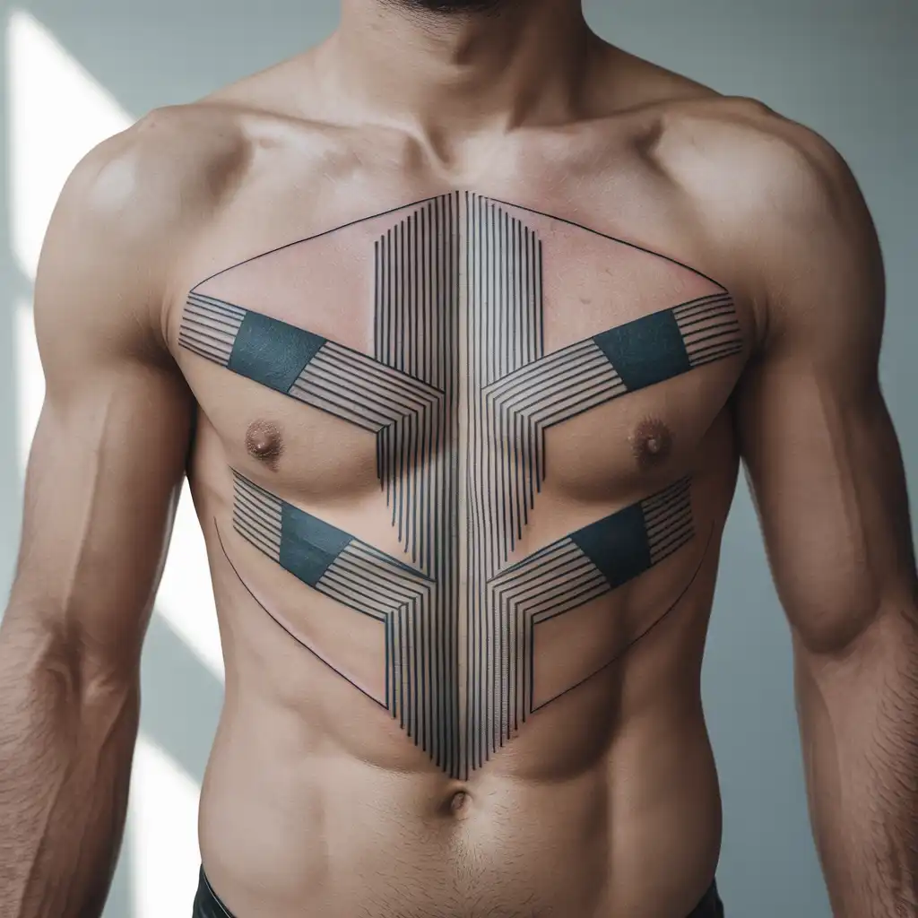 Geometric Linework Rib Tattoo