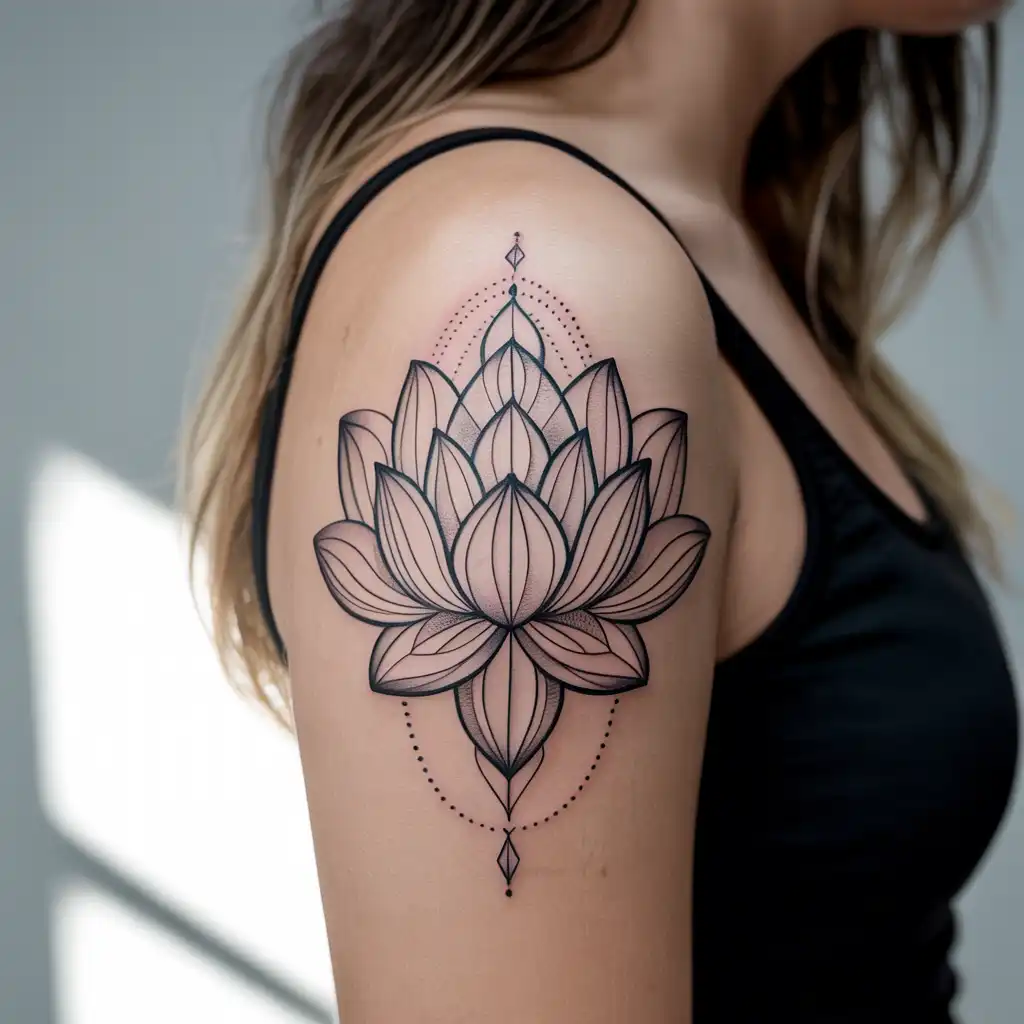 Geometric Lotus Tattoo