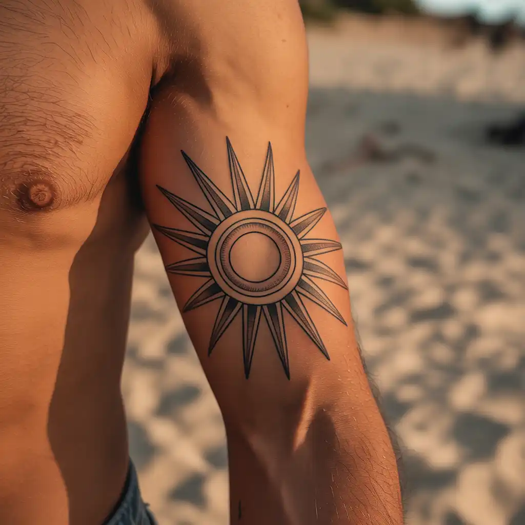 Geometric Sun Tattoo Design