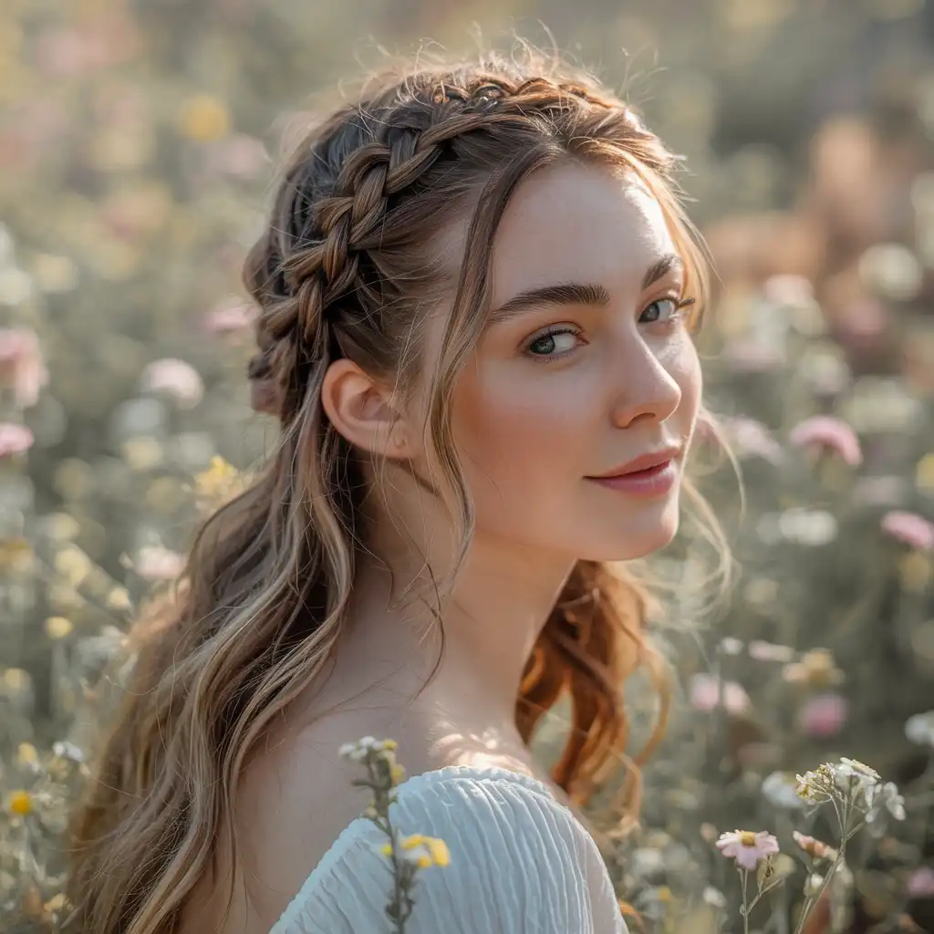 Half Up with Braided Crown