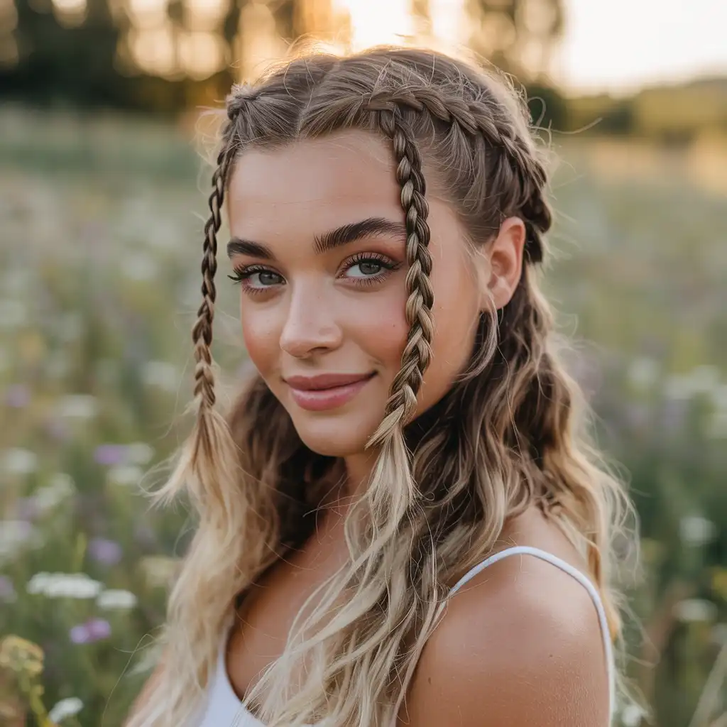 Half Up with Double Braids