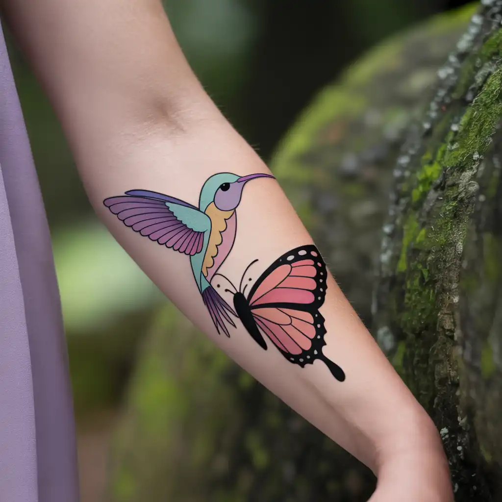 Hummingbird And Butterfly Tattoo