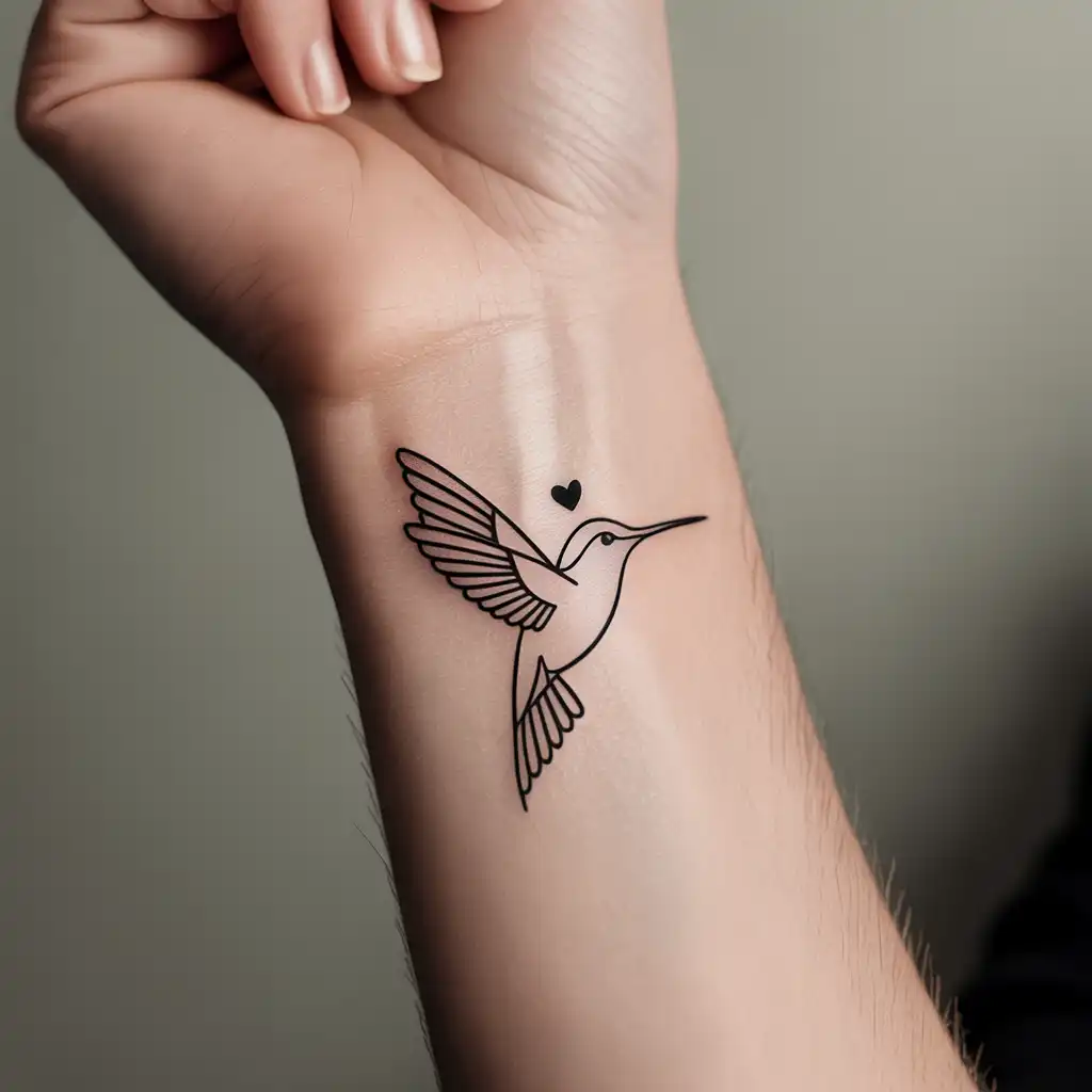 Hummingbird And Heart Tattoo