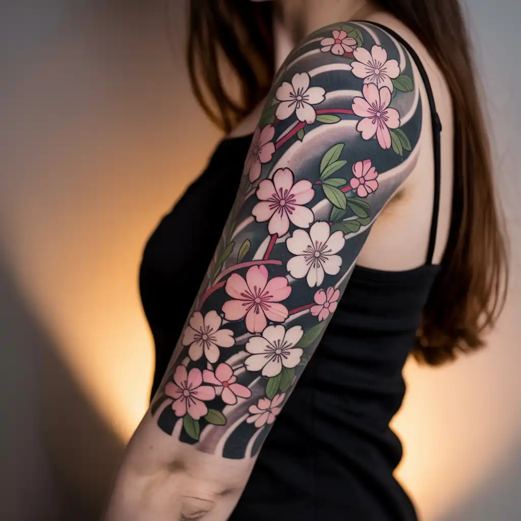 Japanese-Inspired Floral Sleeve