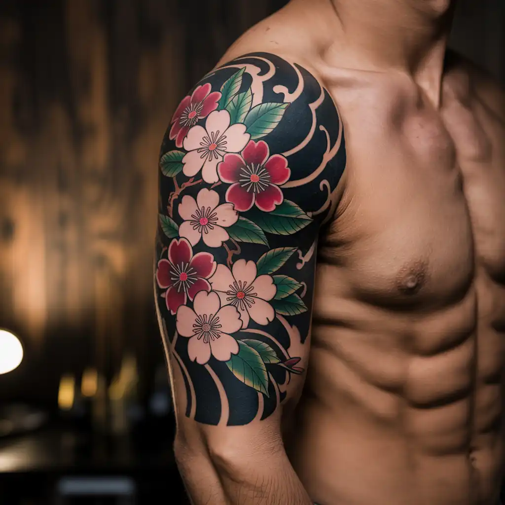 Japanese-Inspired Flower Tattoo