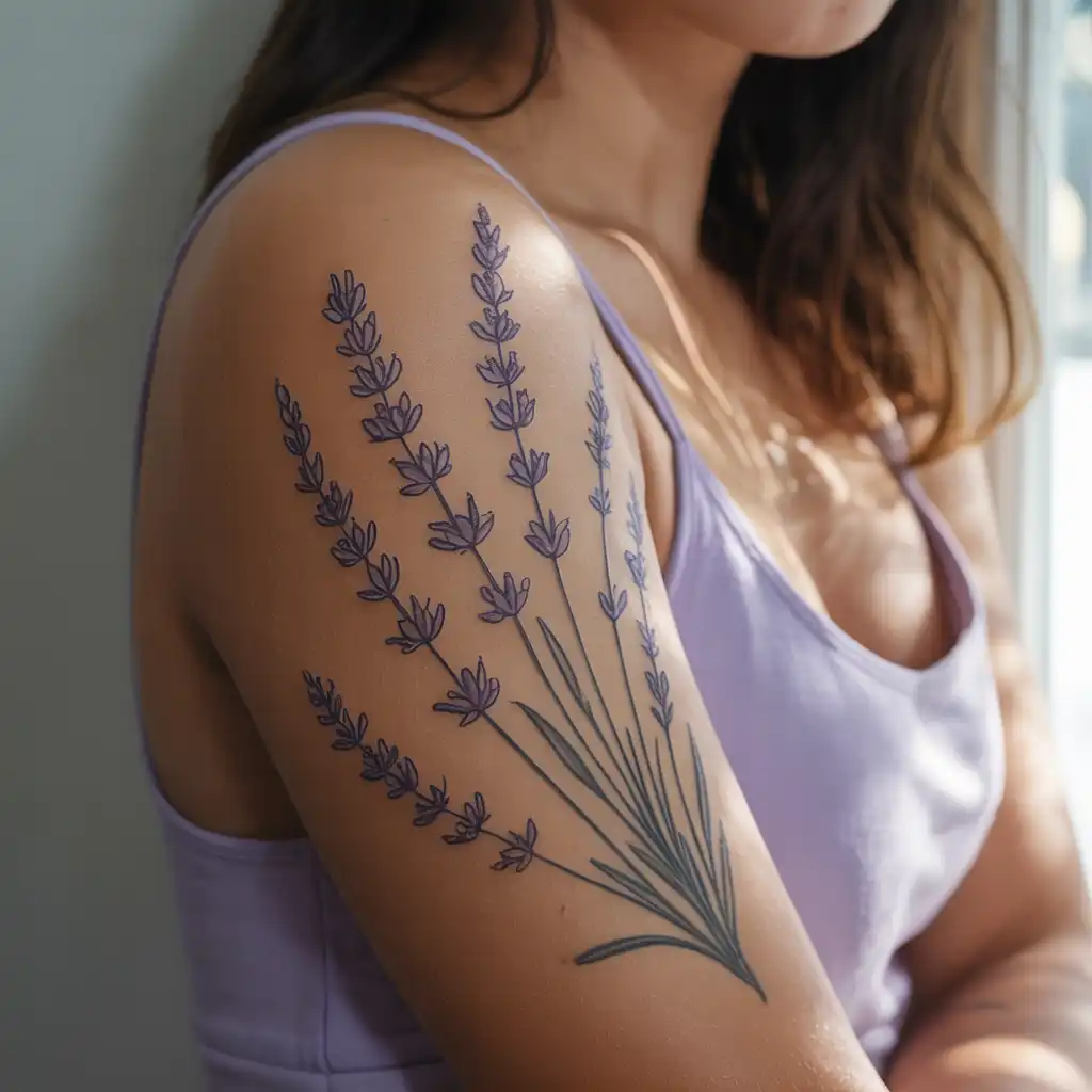 Lavender Upper Arm Tattoo